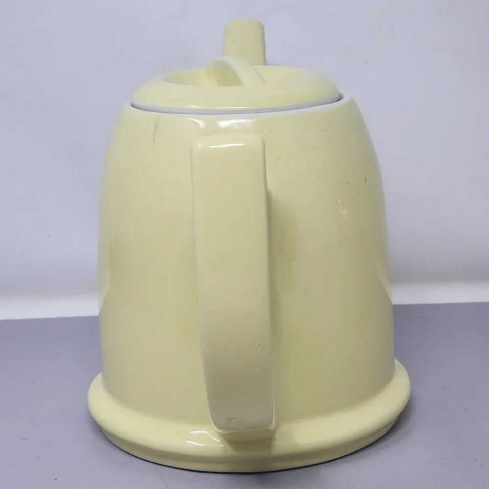 Vintage Hall China Metallic Gold & Cream Tea‎ Kettle W/ Ornate Embossed Design